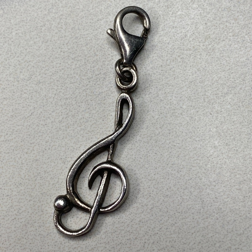 Treble clef music signature sterling silver charm pendant 925‎